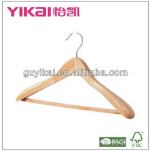 Деревянная вешалка с широкими плечами / квадратной штангой и резиновым зубцом